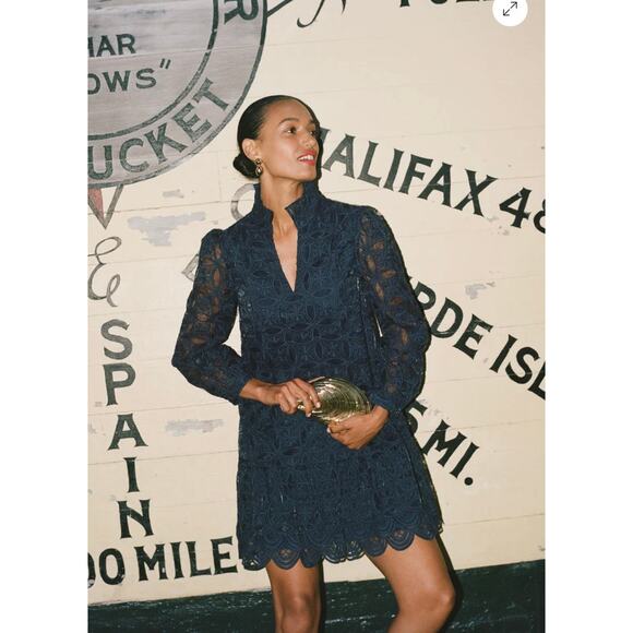 Tuckernuck Navy Organza Palmerston Dress Sz M - Picture 2 of 11